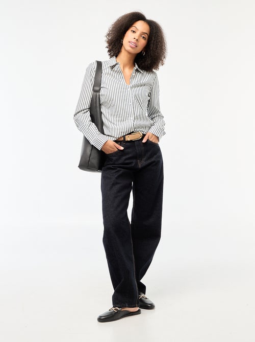 Camisa justa com colarinho italiano - Kiabi