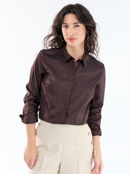 Camisa justa com colarinho italiano - Kiabi