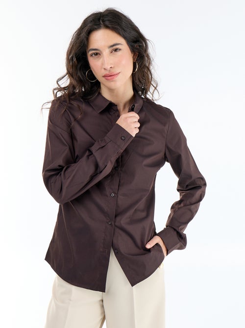 Camisa justa com colarinho italiano - Kiabi