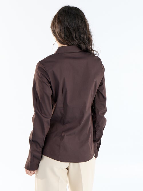 Camisa justa com colarinho italiano - Kiabi