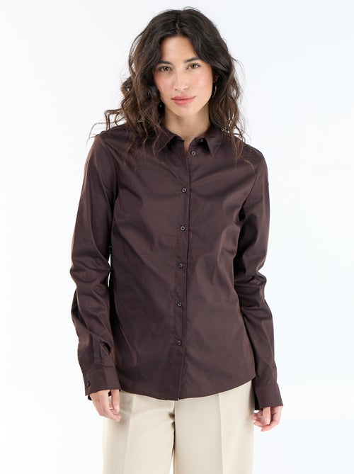 Camisa justa com colarinho italiano - Kiabi