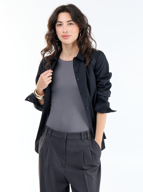 Camisa justa com colarinho italiano - Kiabi