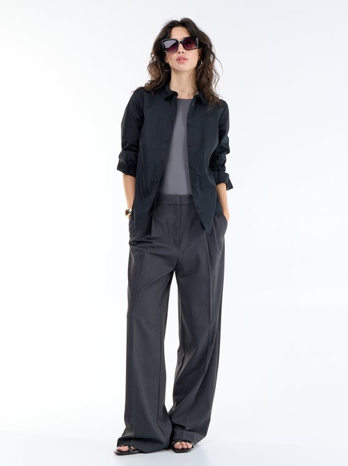 Camisa justa com colarinho italiano - Kiabi