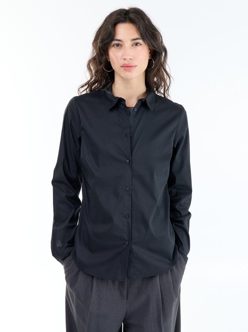 Camisa justa com colarinho italiano - Kiabi