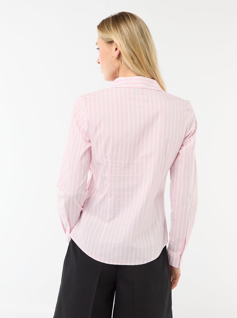Camisa justa com colarinho italiano Rosa - Kiabi