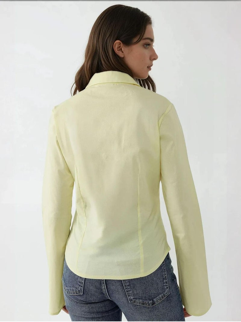 Camisa justa de manga comprida hiccup Amarelo-limão - Kiabi