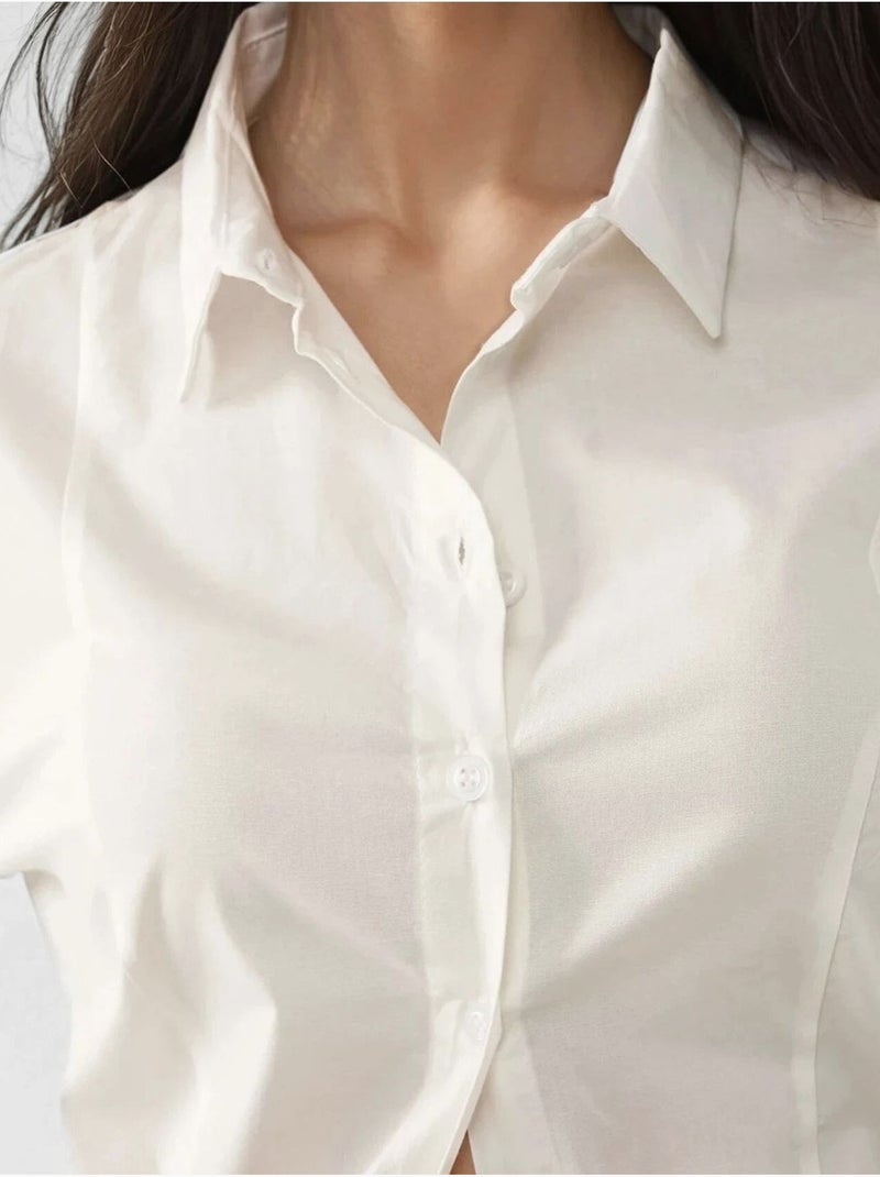 Camisa justa de manga comprida hiccup Creme - Kiabi