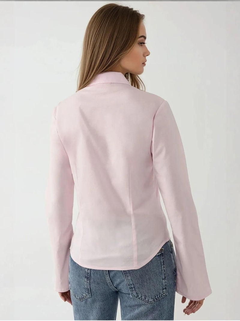 Camisa justa de manga comprida hiccup Rosa-pálido - Kiabi