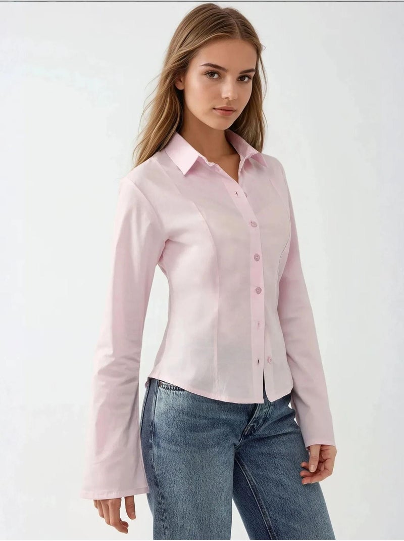 Camisa justa de manga comprida hiccup Rosa-pálido - Kiabi
