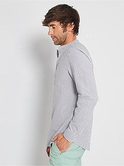 Camisa justa em algodão gofrado - Kiabi