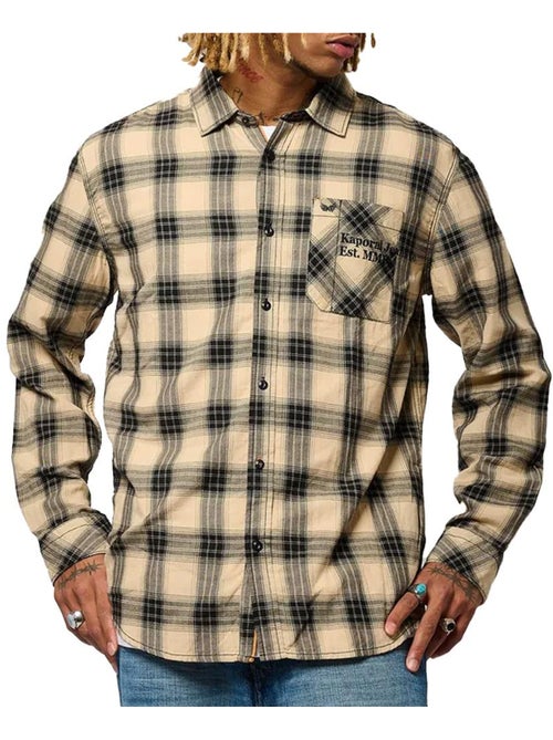 Camisa Kaporal BERCO para Homem Preta/Bege - Kiabi Camisa Kaporal BERCO para Homem Preta/Bege - Kiabi