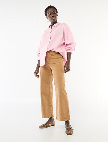 Camisa larga com botões de madrepérola