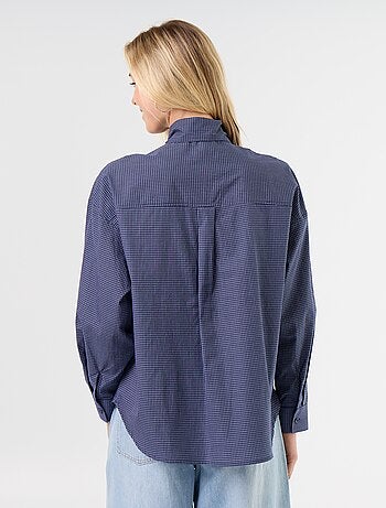 Camisa larga de manga comprida e gola com laço