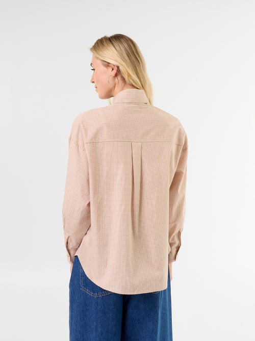 Camisa larga de manga comprida e gola com laço - Kiabi