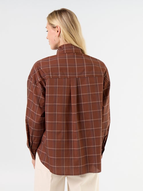 Camisa larga de manga comprida e gola com laço - Kiabi