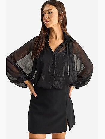 Camisa larga e solta em chiffon de algodão lucci