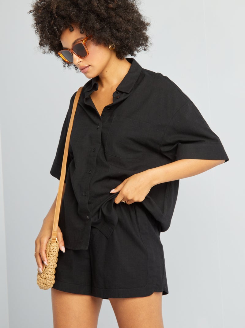 Camisa larga estampada Preto - Kiabi