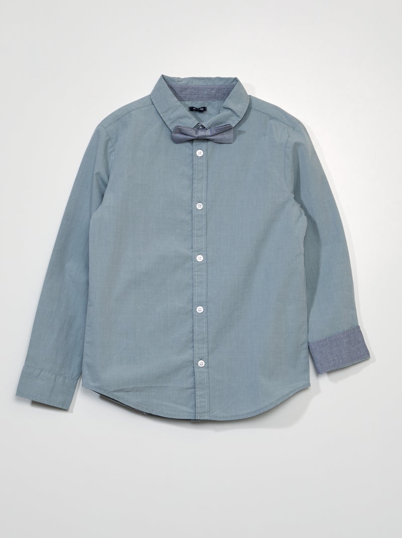 Camisa leve + laço borboleta AZUL - Kiabi