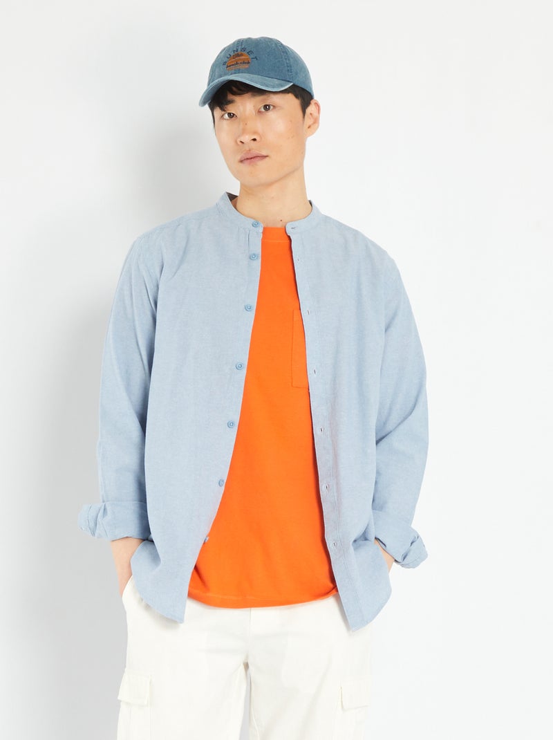 Camisa leve lisa AZUL - Kiabi