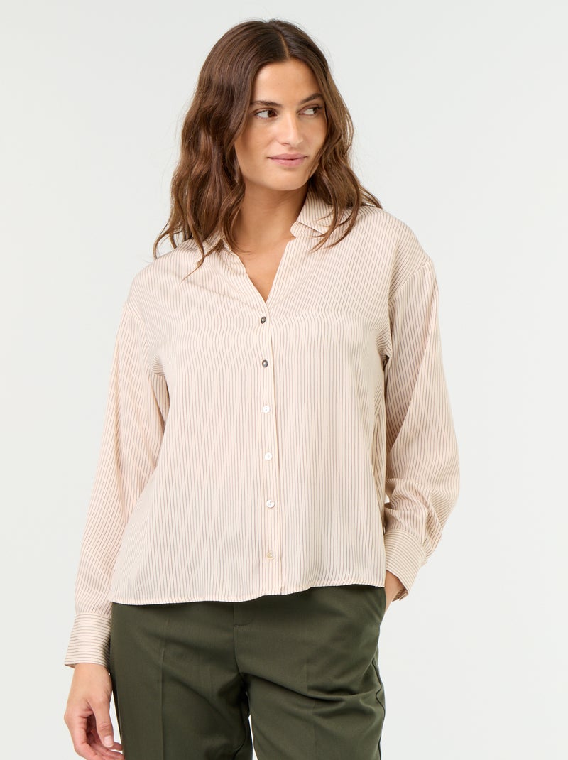 Camisa lisa acetinada Branco - Kiabi