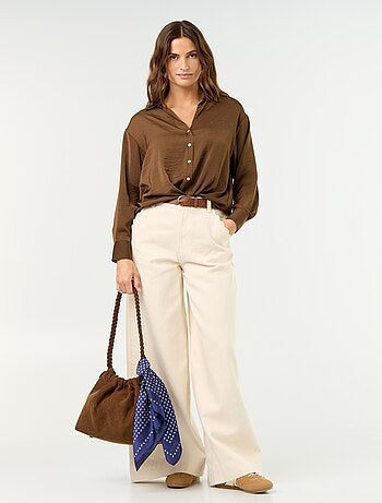 Camisa lisa acetinada