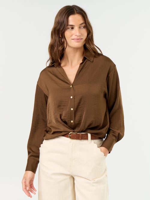 Camisa lisa acetinada - Kiabi