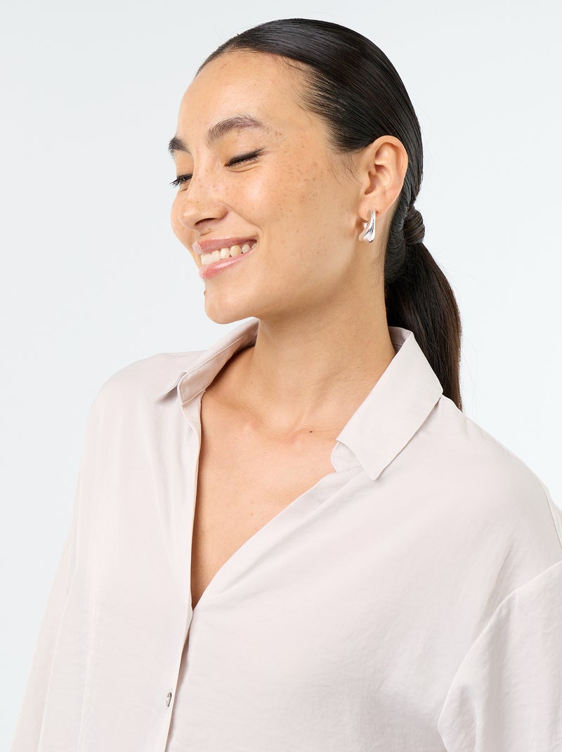 Camisa lisa acetinada Cinza - Kiabi