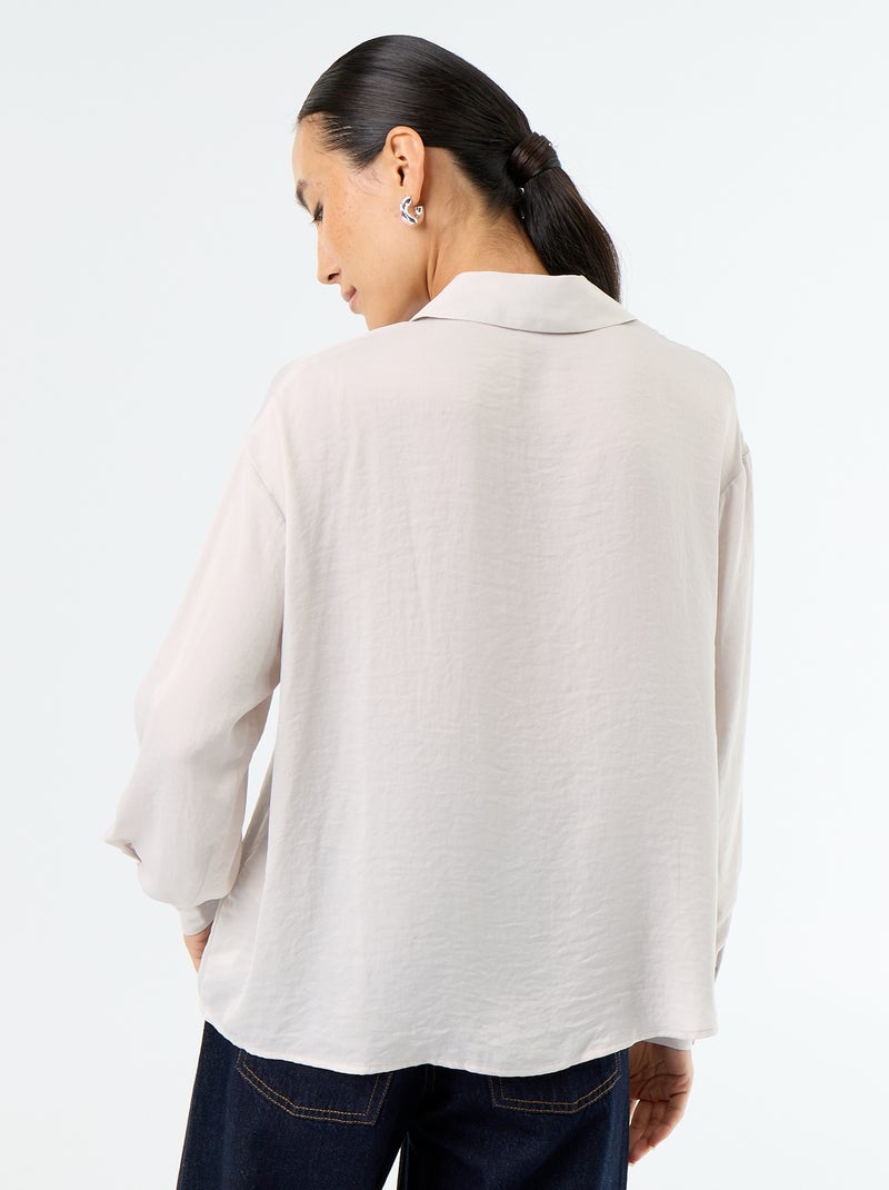 Camisa lisa acetinada Cinza - Kiabi