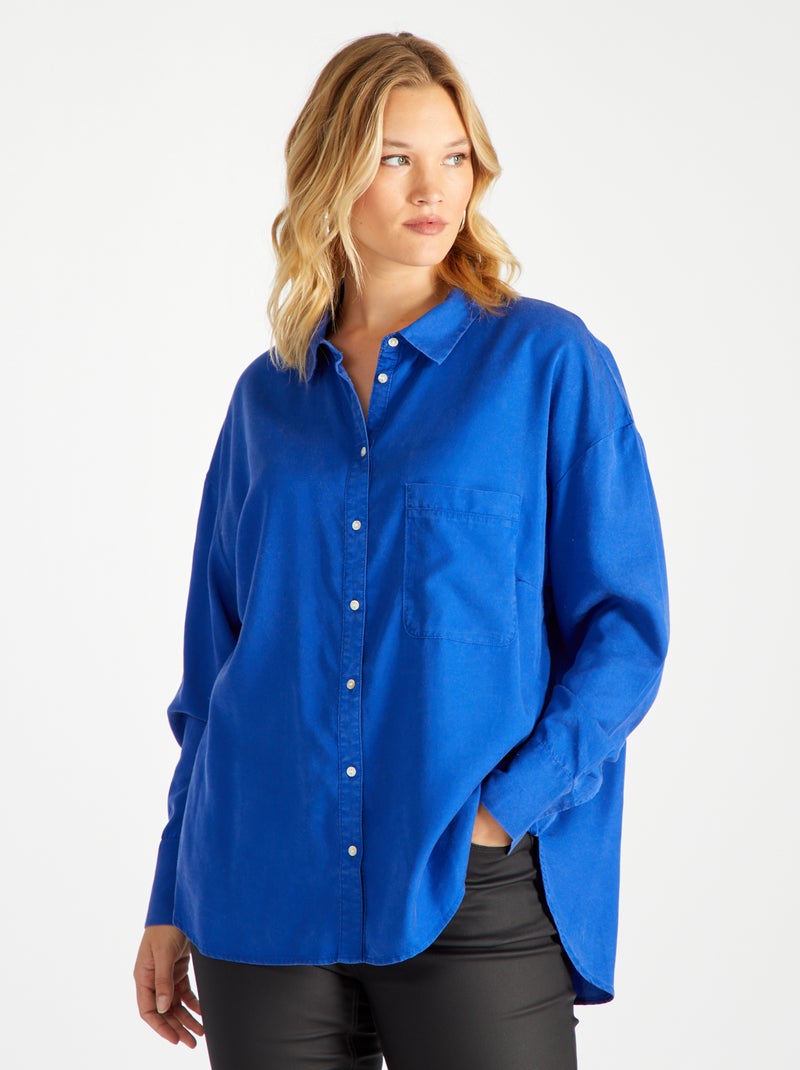 Camisa lisa Azul - Kiabi