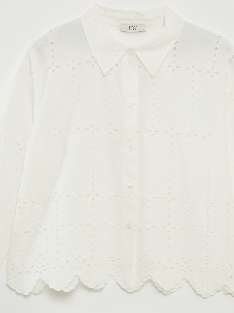 Camisa lisa com bordado inglês 'JDY' BRANCO - Kiabi
