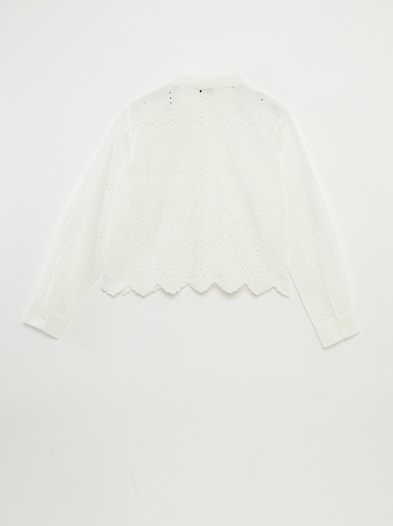 Camisa lisa com bordado inglês 'JDY' BRANCO - Kiabi