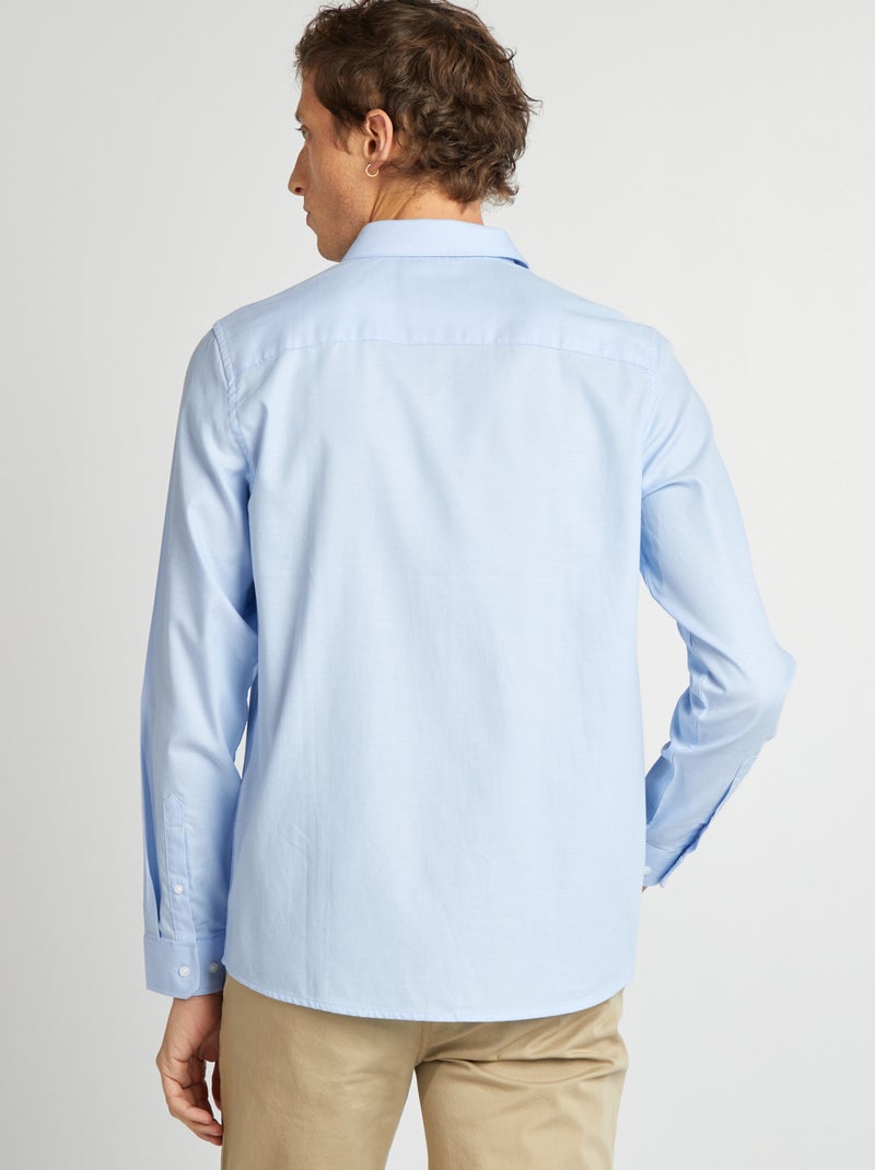 Camisa lisa com corte a direito AZUL - Kiabi