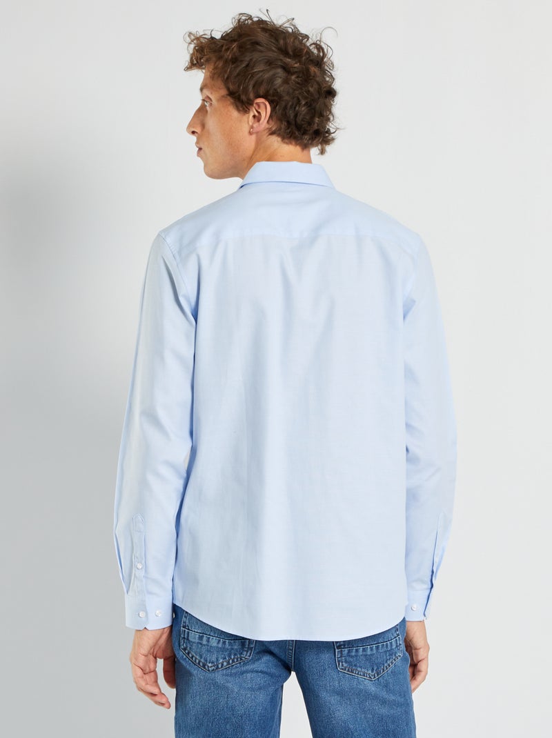 Camisa lisa com corte a direito AZUL - Kiabi