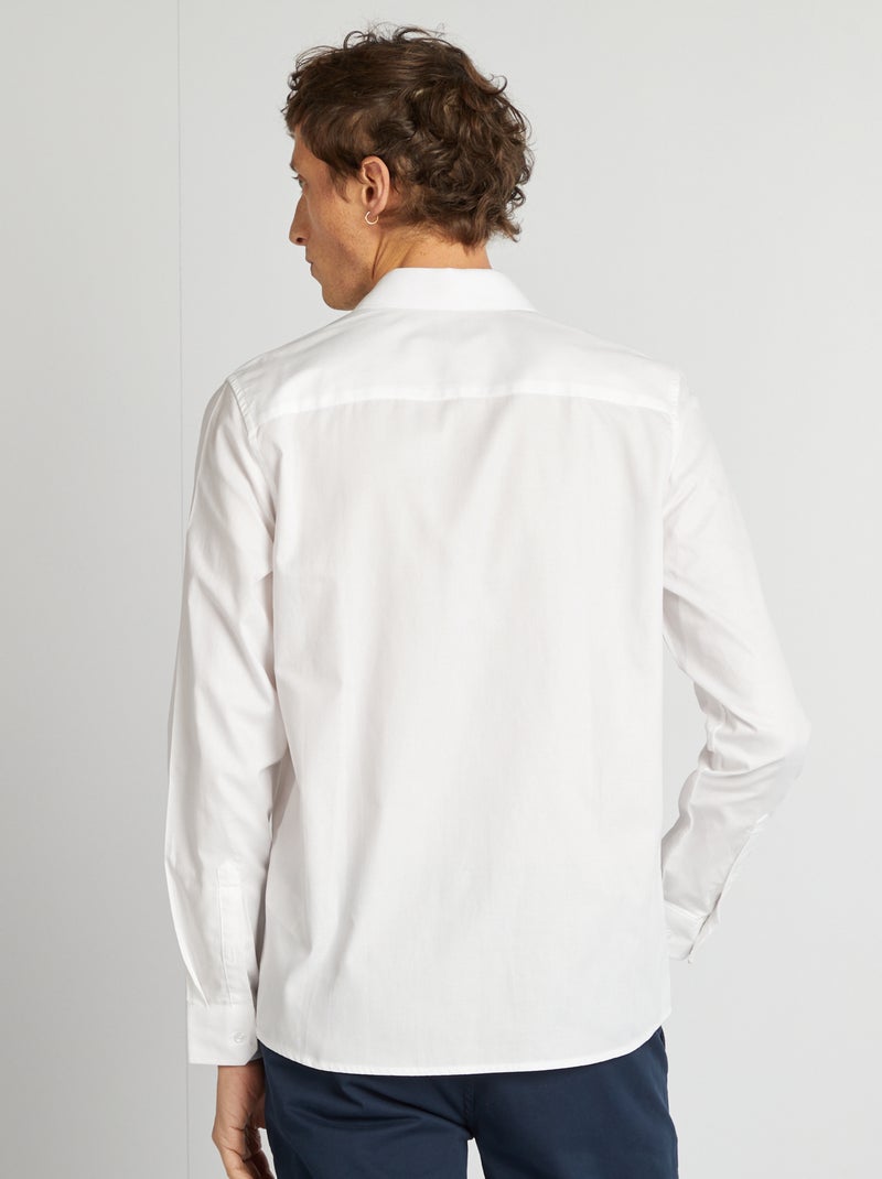 Camisa lisa com corte a direito Branco - Kiabi