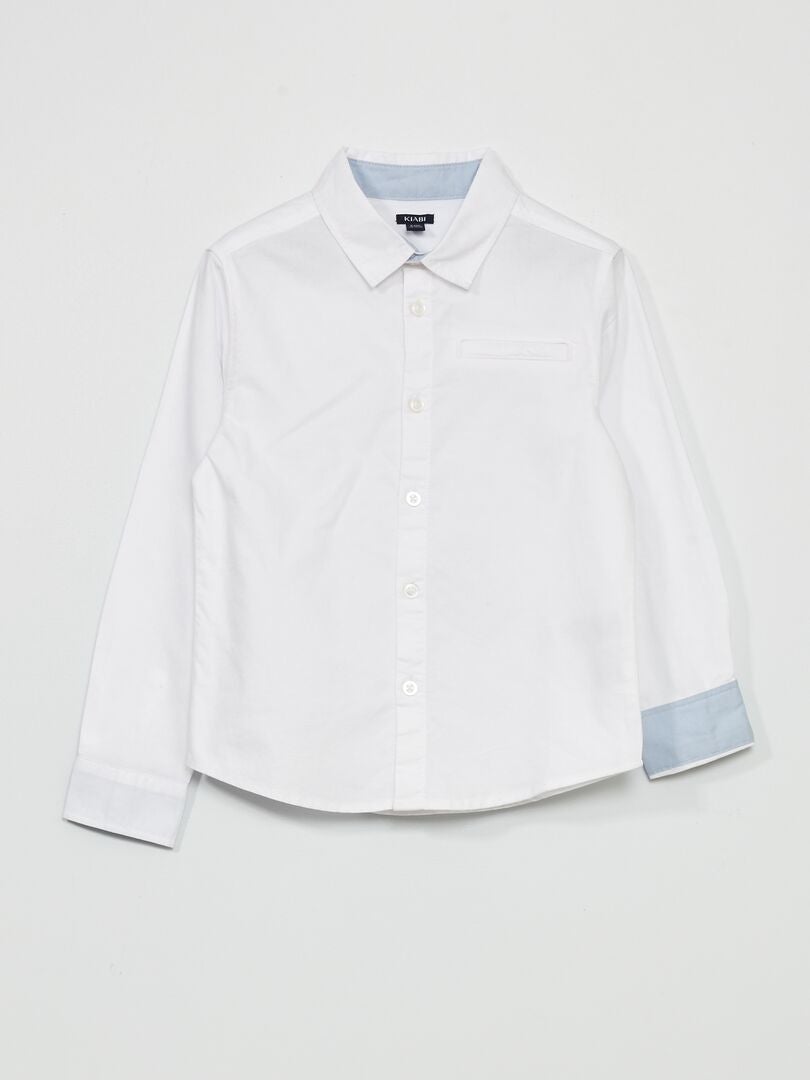 Camisa lisa com corte a direito Branco - Kiabi