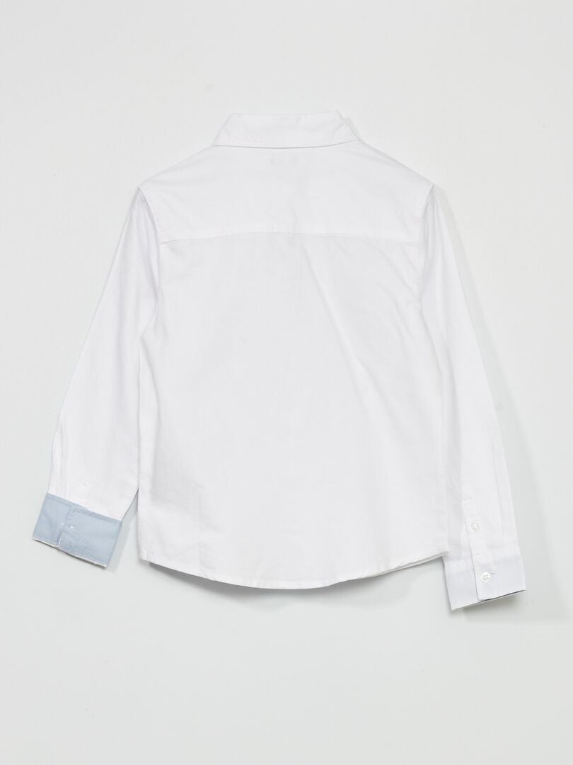 Camisa lisa com corte a direito Branco - Kiabi