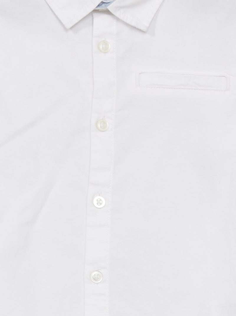 Camisa lisa com corte a direito Branco - Kiabi