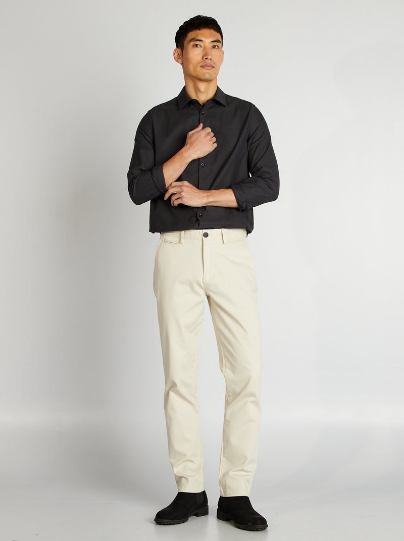 Camisa lisa com corte a direito CINZA - Kiabi