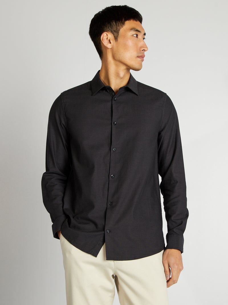 Camisa lisa com corte a direito CINZA - Kiabi