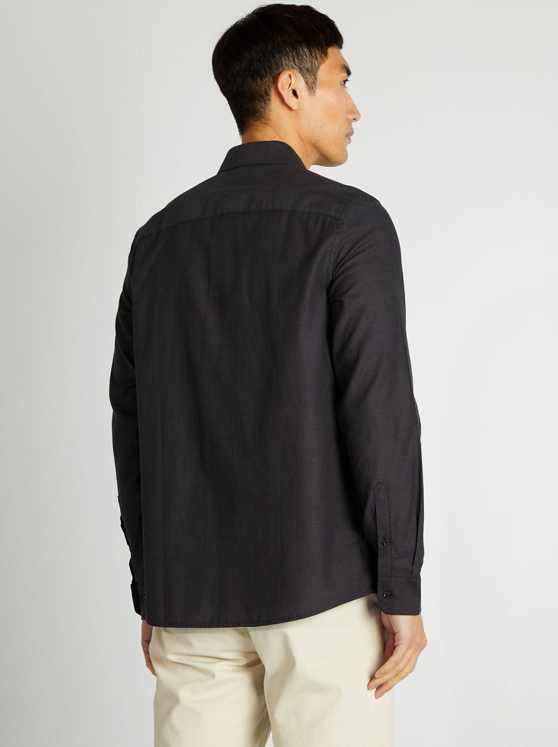 Camisa lisa com corte a direito CINZA - Kiabi