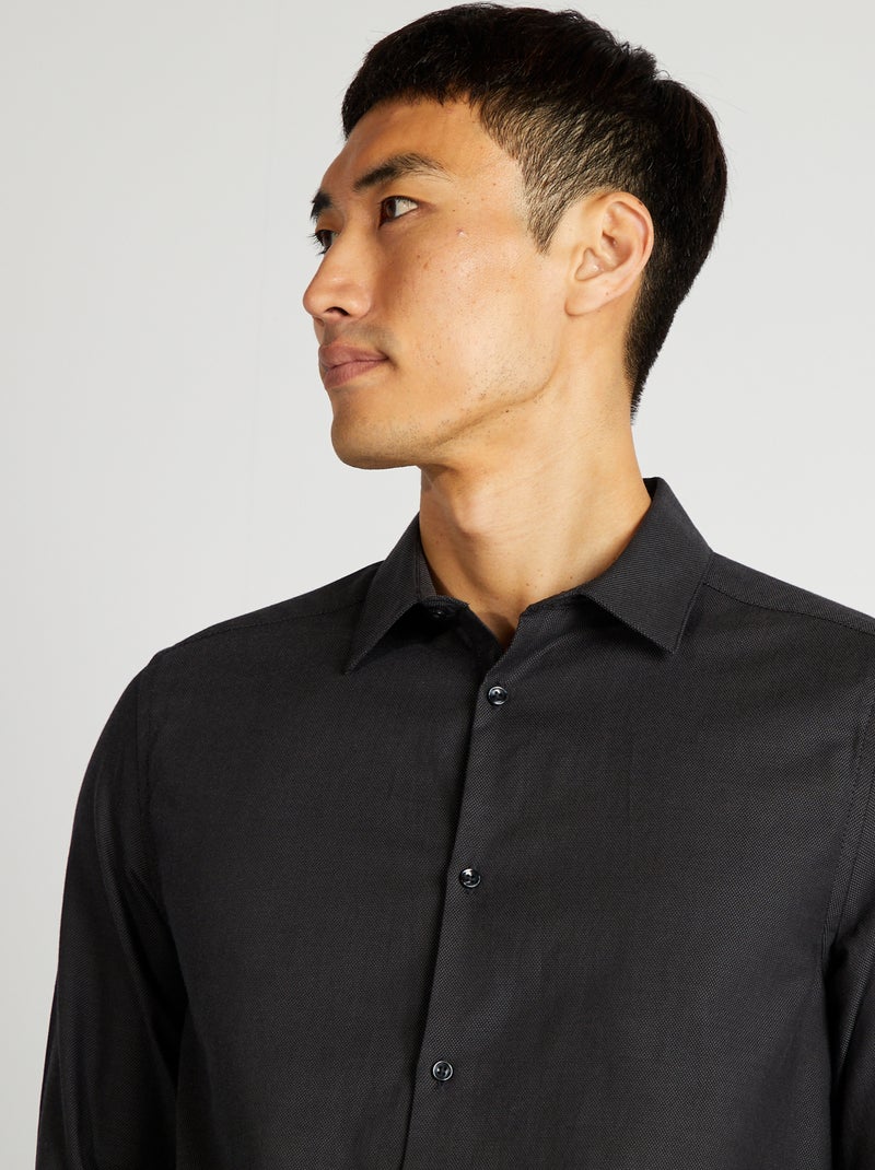 Camisa lisa com corte a direito CINZA - Kiabi