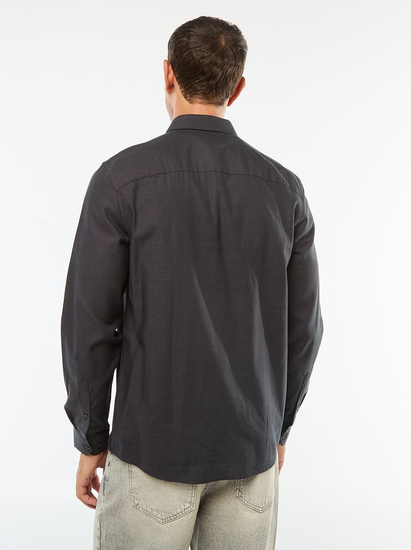Camisa lisa com corte a direito Preto - Kiabi