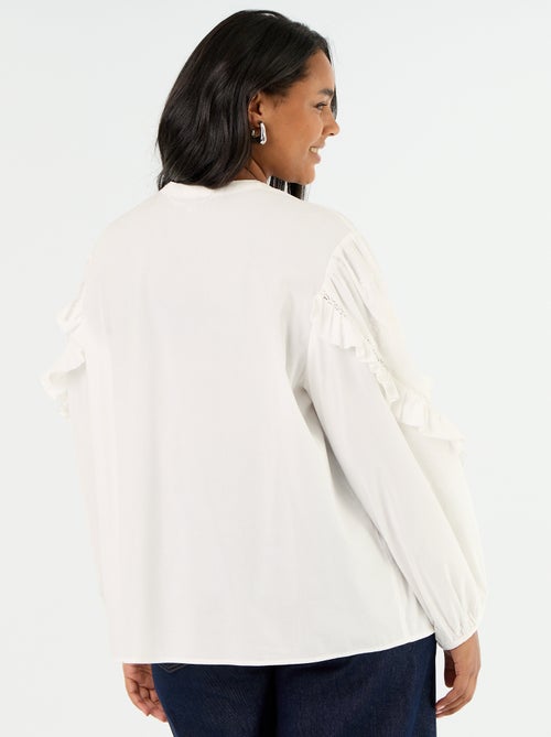 Camisa lisa com folhos - Kiabi Camisa lisa com folhos - Kiabi