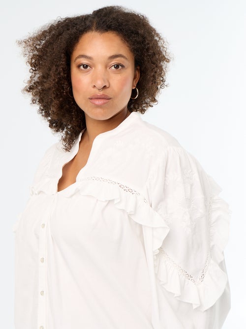 Camisa lisa com folhos - Kiabi Camisa lisa com folhos - Kiabi