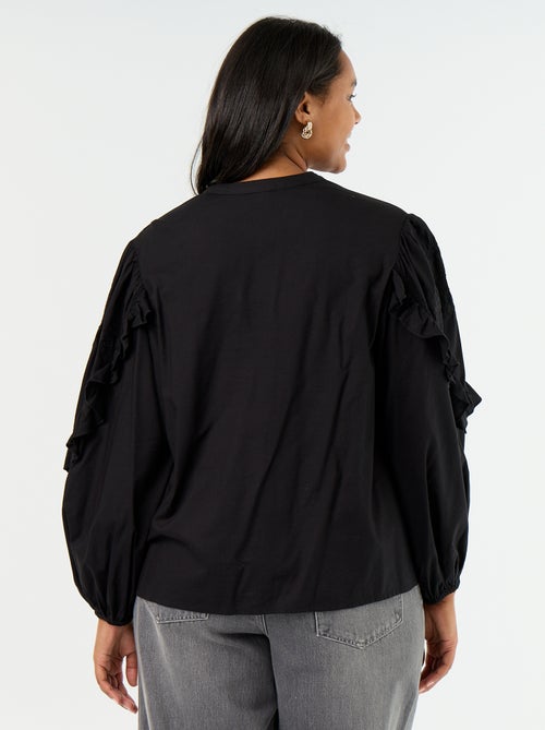 Camisa lisa com folhos - Kiabi Camisa lisa com folhos - Kiabi