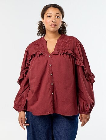 Camisa lisa com folhos
