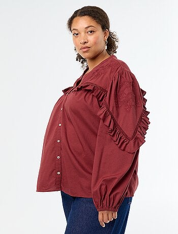 Camisa lisa com folhos