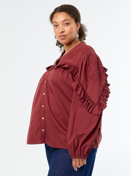 Camisa lisa com folhos - Kiabi Camisa lisa com folhos - Kiabi