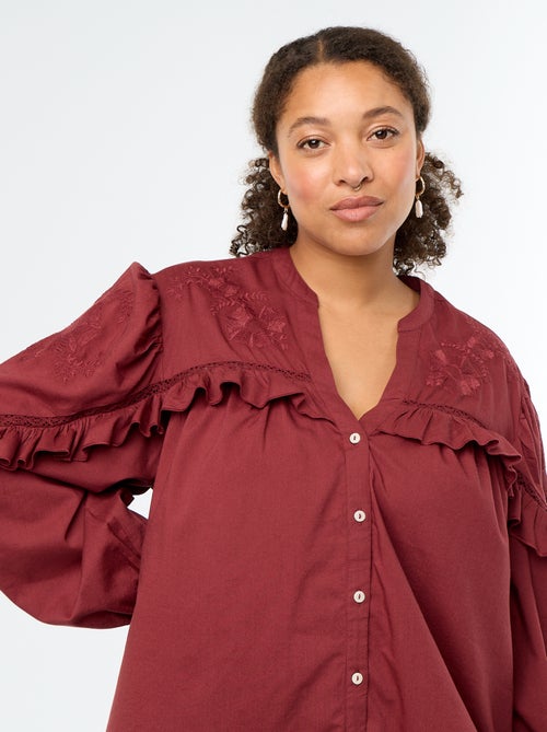 Camisa lisa com folhos - Kiabi Camisa lisa com folhos - Kiabi