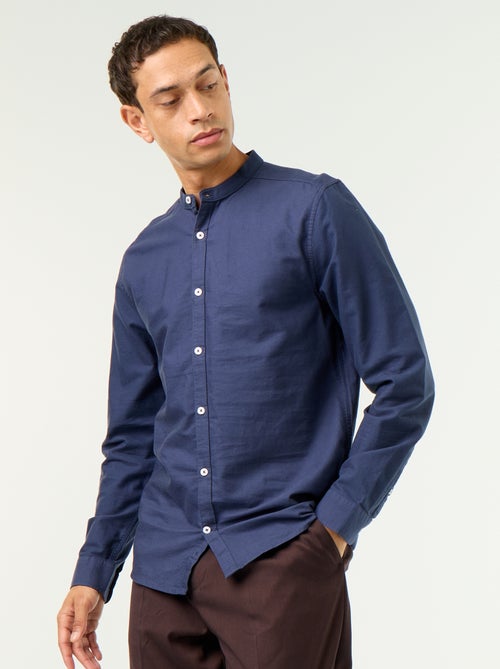 Camisa lisa com gola mao - Kiabi